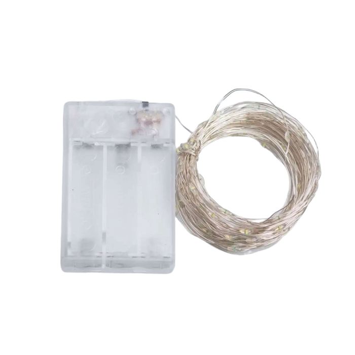 Гірлянда роса 10 метрів крапля на батарейках на 100 led білий дріт жовтий 100L10MWY