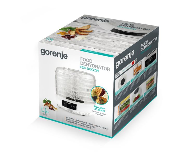 Dryer for products Gorenje, 380W, pallets -5x2.8cm, diameter-31cm, max-70°С, aluminium, plastic, white
