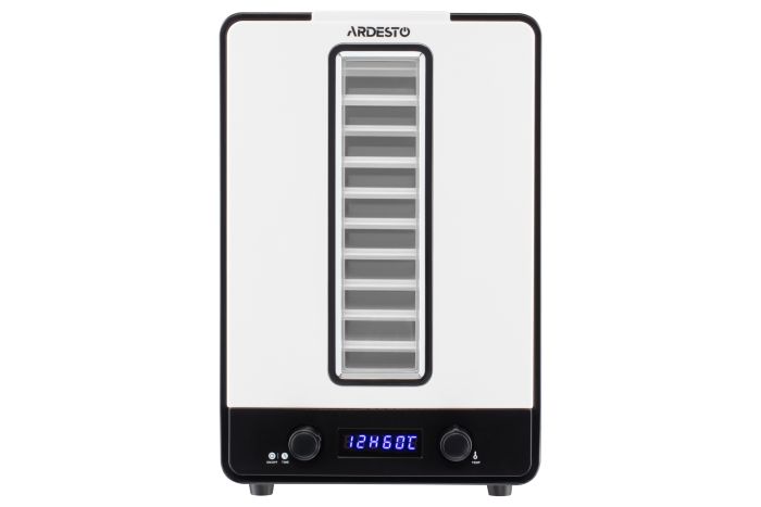 Сушка для продуктов ARDESTO 550Вт, поддонов - 11x3см, макс - 70°С, рег.темп, сетка для ягод, пластик, белый