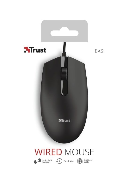 Мышь Trust Basi, USB-A, Чорний