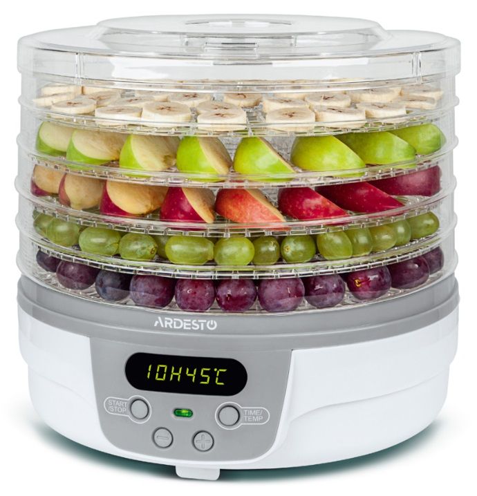 Сушка для продуктов  , 250Вт, поддонов -5x3см, диаметр-32см, макс-70°С, таймер, электр. управление, пластик, белый ARDESTO FDB-5321T