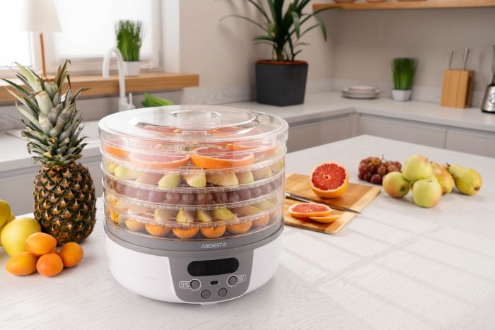 Сушка для продуктов  , 250Вт, поддонов -5x3см, диаметр-32см, макс-70°С, таймер, электр. управление, пластик, белый ARDESTO FDB-5321T
