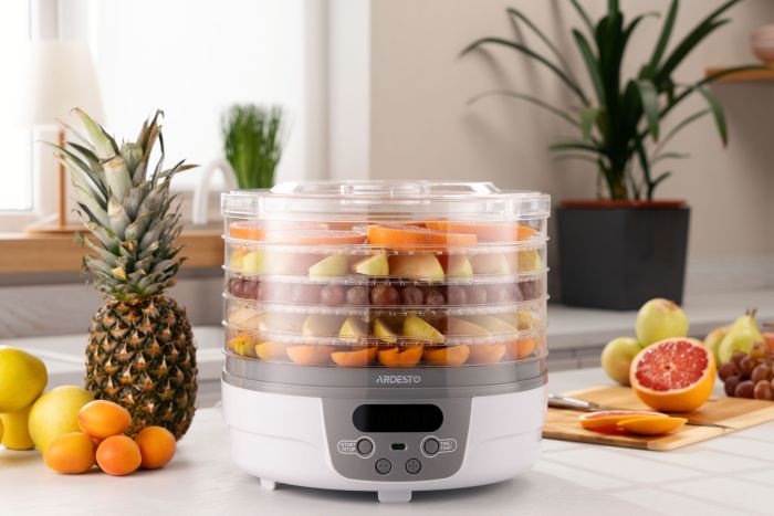 Сушка для продуктов  , 250Вт, поддонов -5x3см, диаметр-32см, макс-70°С, таймер, электр. управление, пластик, белый ARDESTO FDB-5321T