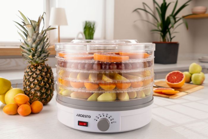 Сушка для продуктов   , 245Вт, поддонов -5x3см, диаметр-32см, макс-70°С, рег.темп, пластик, белый ARDESTO FDB-5320