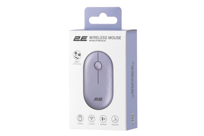 Мышь 2E MF300 Silent, WL/BT, синий