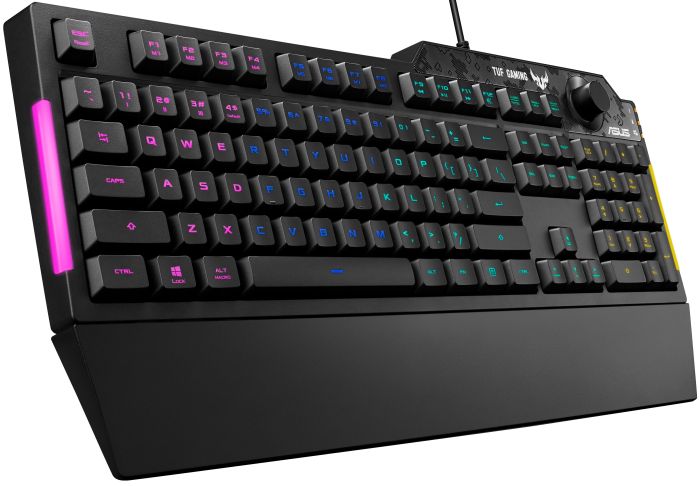 Клавіатура мембранна ASUS TUF Gaming K1, 104key, USB-A, EN/UK, RGB, чорний