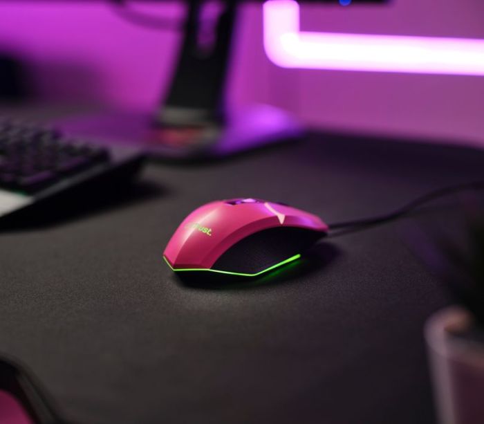 Миша Trust GXT 109 Felox, RGB, USB-A, рожевий