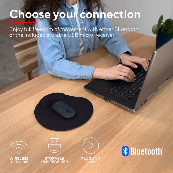 Мышь Trust Puck Rechargeable,  Ultra-Thin,  BT/WL,  Silent,  Чорний