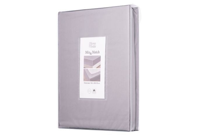 Простирадло на резинці ARDESTO Mix&Match, 180х200+30см, 100% бавовна, сатин, сірий