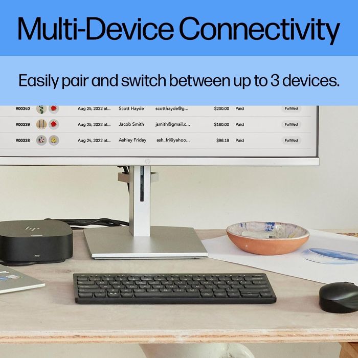 Клавиатура мембранная HP 350 Compact Multi-Device, 78key, BT, EN/UK, чёрный