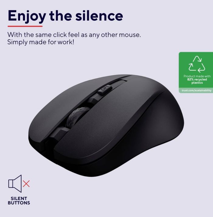 Мышь Trust MYDO SILENT, WL, Чорний