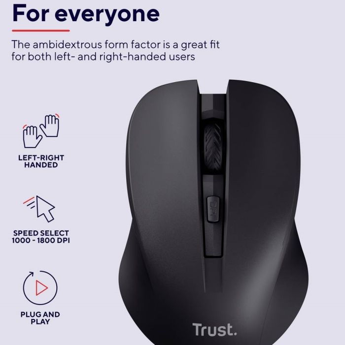 Мышь Trust MYDO SILENT, WL, Чорний