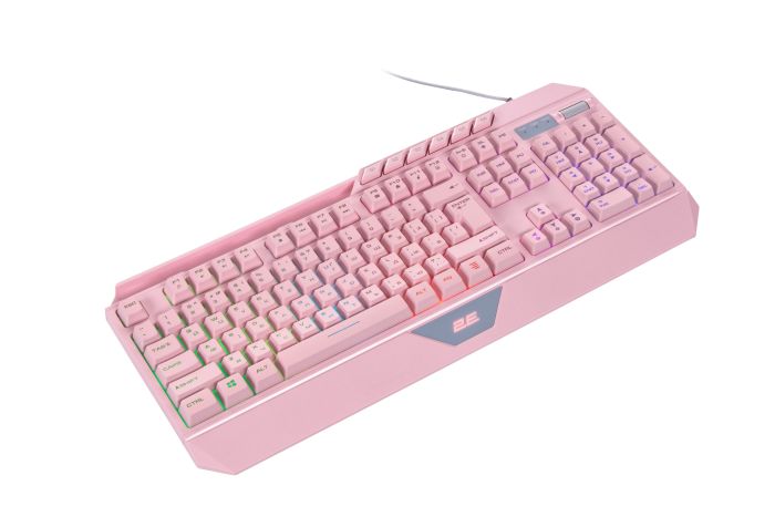 2E GAMING Membrane keyboard KG315 110key, USB-A, EN/UA, RGB, pink