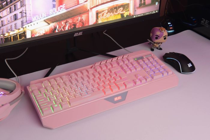 2E GAMING Membrane keyboard KG315 110key, USB-A, EN/UA, RGB, pink