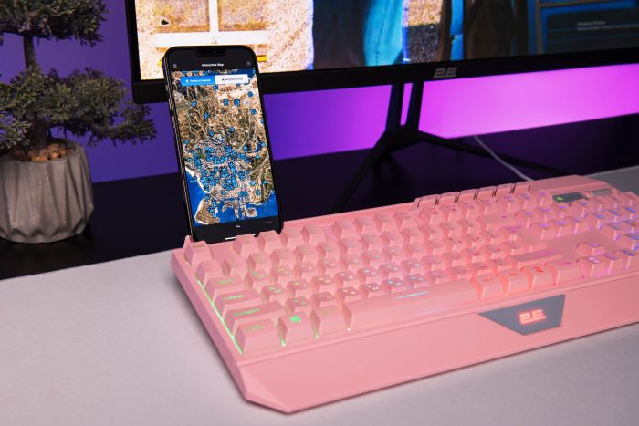 2E GAMING Membrane keyboard KG315 110key, USB-A, EN/UA, RGB, pink