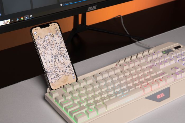 Клавіатура мембранна 2E GAMING KG315 110key, USB-A, EN/UA, RGB, білий