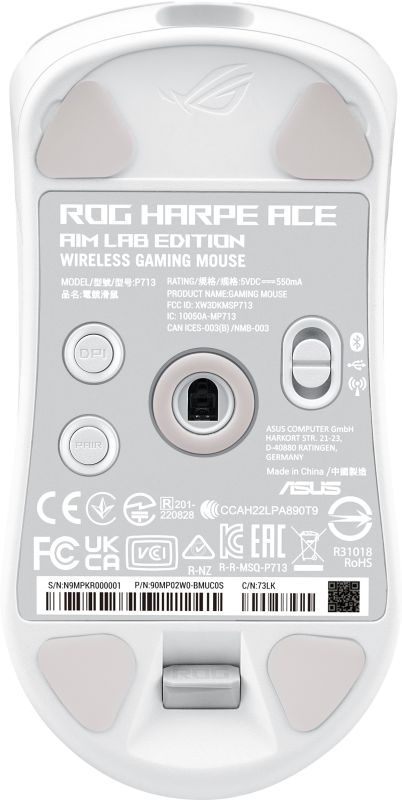 Миша ASUS ROG Harpe Ace Aim Lab Edition, RGB, USB-A/WL/BT, білий