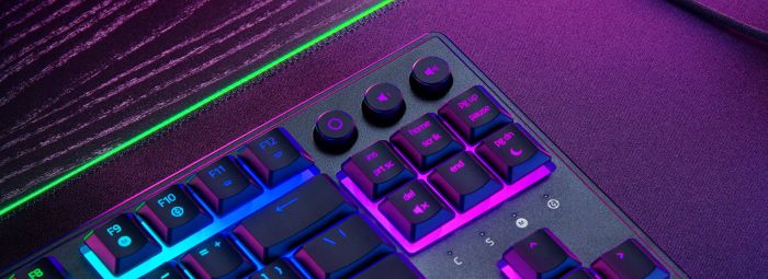 Клавіатура мембранна Razer Ornata V3 TKL 84key, Mecha-Membrane Switch, USB-A, EN/UK, RGB, чорний