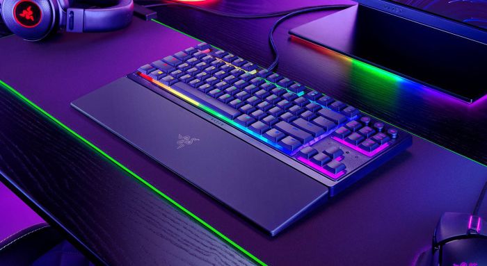 Клавіатура мембранна Razer Ornata V3 TKL 84key, Mecha-Membrane Switch, USB-A, EN/UK, RGB, чорний