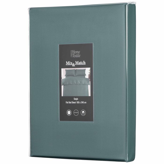 Простирадло ARDESTO Mix&Match Premium, 180х240см, 100% бавовна, сатин, зелений