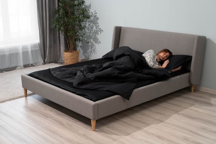 Простынь на резинке ARDESTO Mix&Match Premium, 180x200+30см, 100% хлопок, сатин, черный