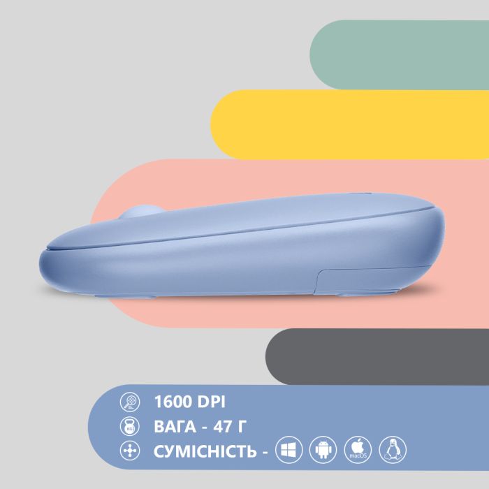 Мышь 2E MF300 Silent, WL/BT, синий