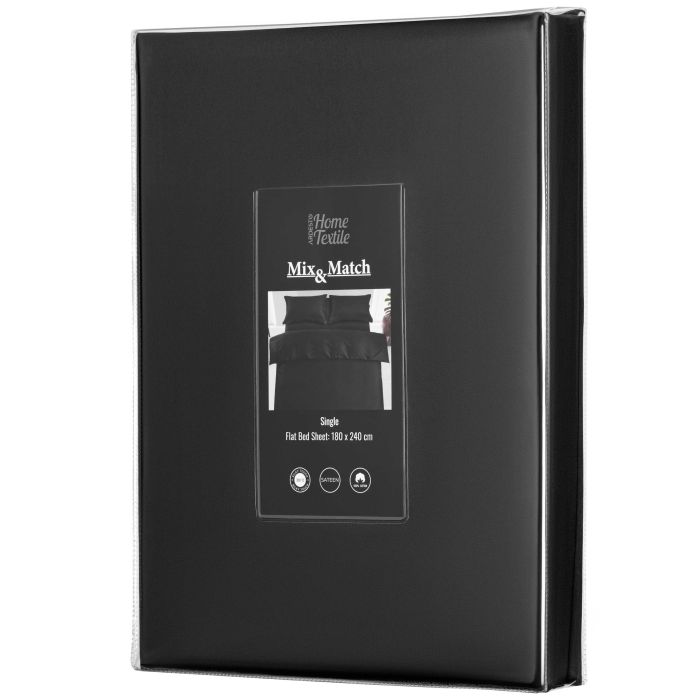 Простирадло ARDESTO Mix&Match Premium, 180х240см, 100% бавовна, сатин, чорний