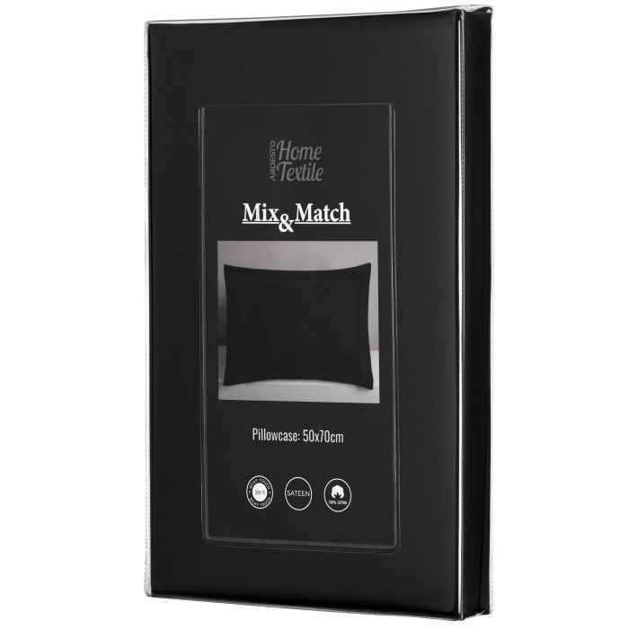 Наволочка ARDESTO Mix&Match Premium, 50х70+5см, 100% хлопок, сатин, черный