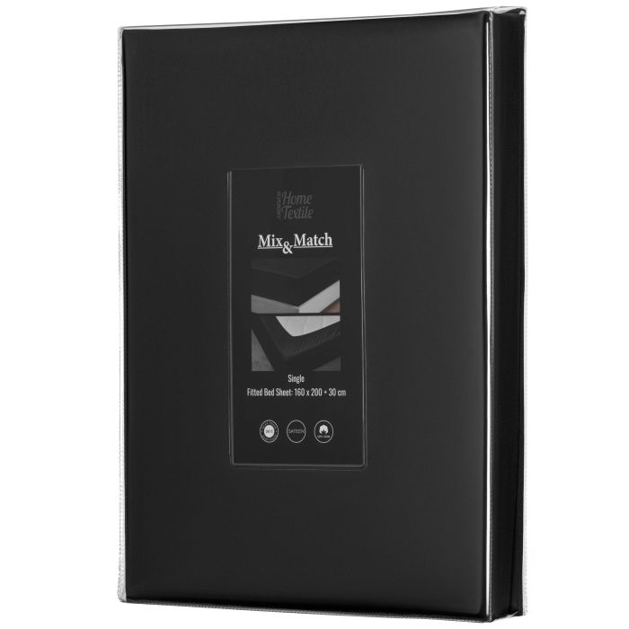 Простынь на резинке ARDESTO Mix&Match Premium, 160х200+30см, 100% хлопок, сатин, черный