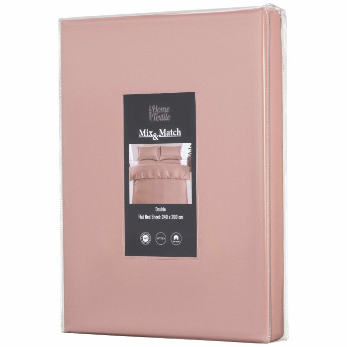 Простынь ARDESTO Mix&Match Premium, 240x260см, 100% хлопок, сатин, розовый светлый