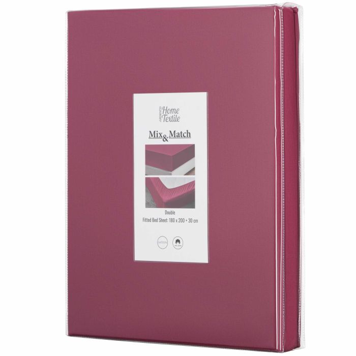 Простирадло на резинці ARDESTO Mix&Match, 180x200+30см, 100% бавовна, сатин, бордовий