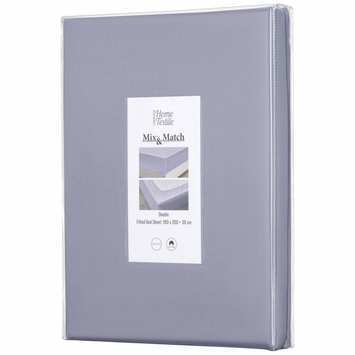 Простирадло на резинці ARDESTO Mix&Match, 180x200+30см, 100% бавовна, сатин, сірий