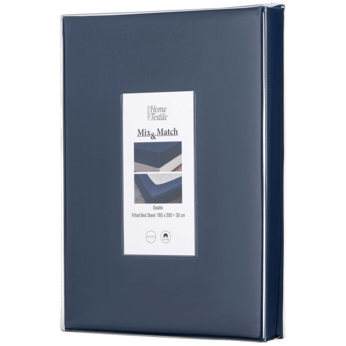 Простынь на резинке ARDESTO Mix&Match, 180x200+30см, 100% хлопок, сатин, синий