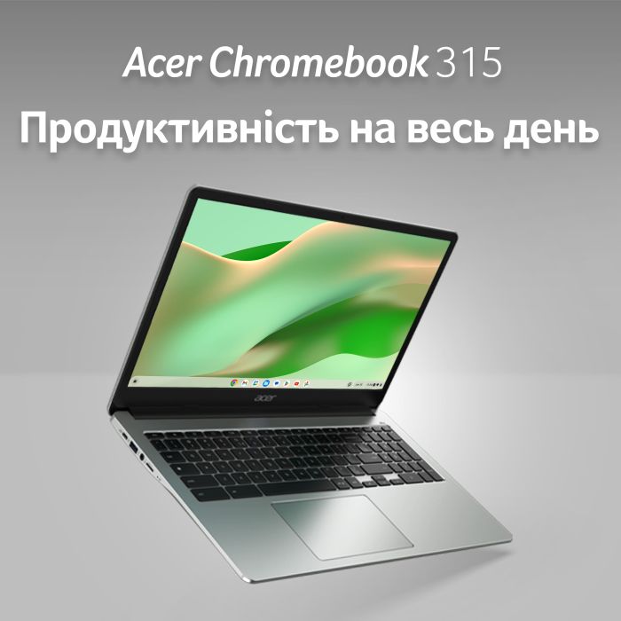 Ноутбук Acer Chromebook CB315-4HT 15" FHD IPS Touch, Intel C N4500, 8GB, F128GB, UMA, ChromeOS, сріблястий