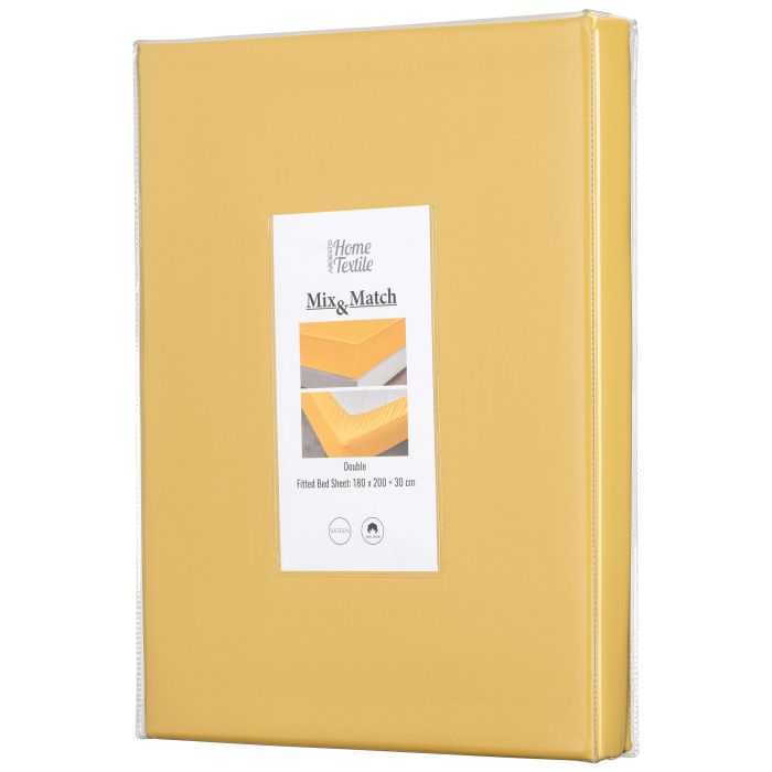 Простынь на резинке ARDESTO Mix&Match, 180x200+30см, 100% хлопок, сатин, желтый