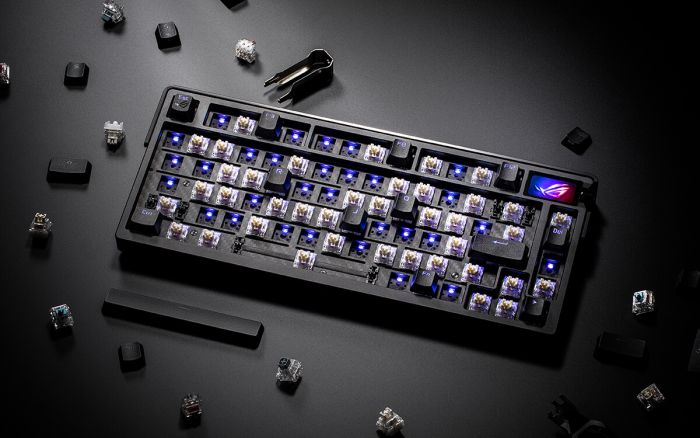 Клавіатура механічна ASUS ROG Azoth Extreme 81key, NX Snow, USB-A/WL/BT, EN, RGB, чорний