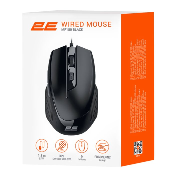 Мышь 2E MF180, USB-A, чорний