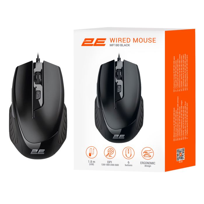 Мышь 2E MF180, USB-A, чорний