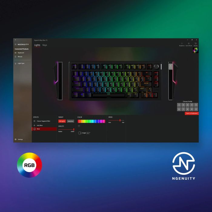 HyperX mechanical keyboard Alloy Rise 75key, Red, USB-A, EN/UA, RGB, black