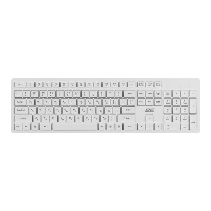Клавіатура мембранна 2E KS260 106key, WL, EN/UK, білий
