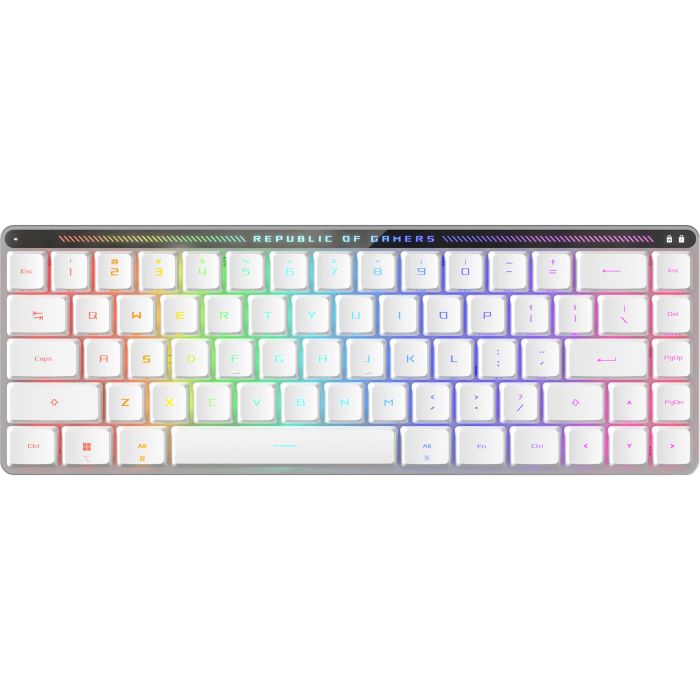 Клавіатура механічна ASUS ROG Falchion RX Low Profile, 68key, Red Switch, USB-A/WL/BT, EN/UK, RGB, білий