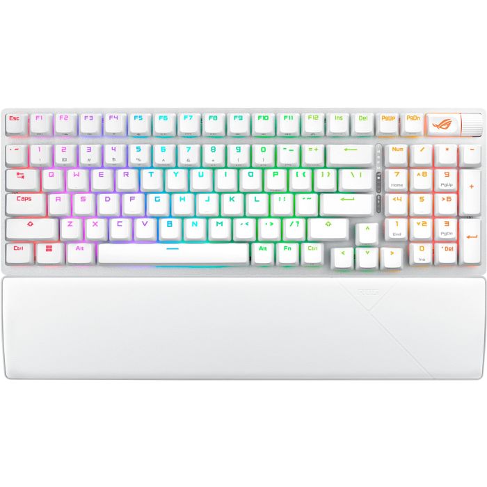 Клавіатура механічна ASUS ROG Strix Scope II, 96key, NX Snow, USB-A/WL/BT, EN, RGB, білий