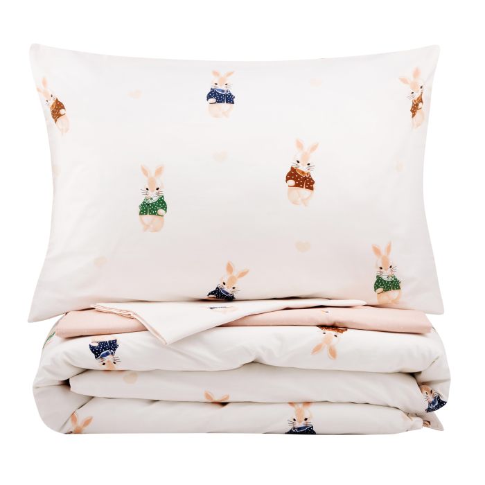 Bedding set ARDESTO 1.5 Gloria, sateen, rabbits, beige, duvet cover160x220cm, bed sheet 160x220cm, pillowcases (2) 50x70cm, 100% cotton