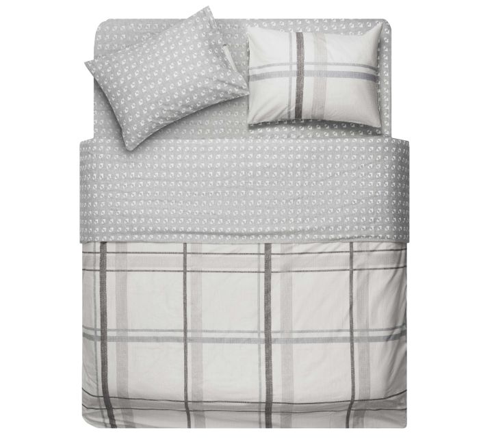 Bedding set ARDESTO 1.5 Gloria, sateen, сheckered, taupe, duvet cover160x220cm, bed sheet 160x220cm, pillowcases (2) 50x70cm, 100% cotton