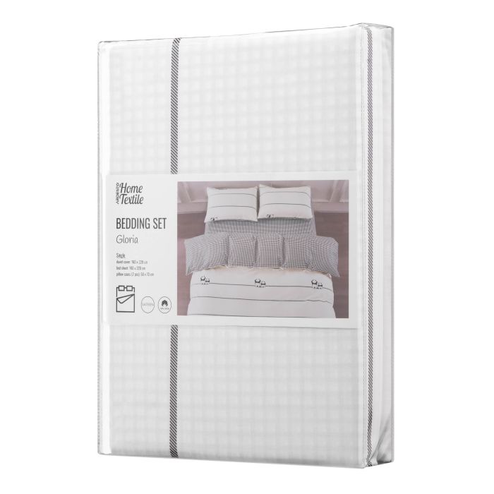 КПБ 1,5сп ARDESTO Gloria, пододеяльник 160х220см, простынь 160х220см, наволочки (2) 50х70см, 100% хлопок, сатин, панды, клетка