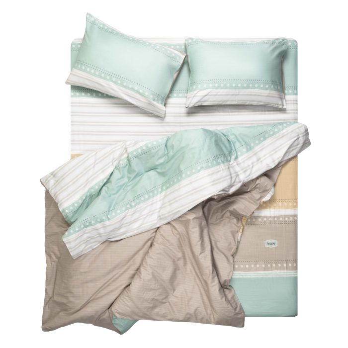 Bedding set ARDESTO 1.5 Gloria, sateen, stripes, brown, duvet cover160x220cm, bed sheet 160x220cm, pillowcases (2) 50x70cm, 100% cotton