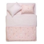 Bedding set ARDESTO 1.5 Gloria, sateen, joy, pink, duvet cover160x220cm, bed sheet 160x220cm, pillowcases (2) 50x70cm, 100% cotton