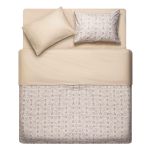 Bedding set ARDESTO 1.5 Gloria, sateen, wildflowers, beige, duvet cover160x220cm, bed sheet 160x220cm, pillowcases (2) 50x70cm, 100% cotton