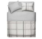 Bedding set ARDESTO 2.0 Gloria, sateen, сheckered, taupe, duvet cover 200x220cm, bed sheet 230x240cm, pillowcases (2) 50x70cm, 100% cotton