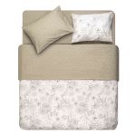 Bedding set ARDESTO 1.5 Gloria, sateen, flowers, beige, duvet cover160x220cm, bed sheet 160x220cm, pillowcases (2) 50x70cm, 100% cotton